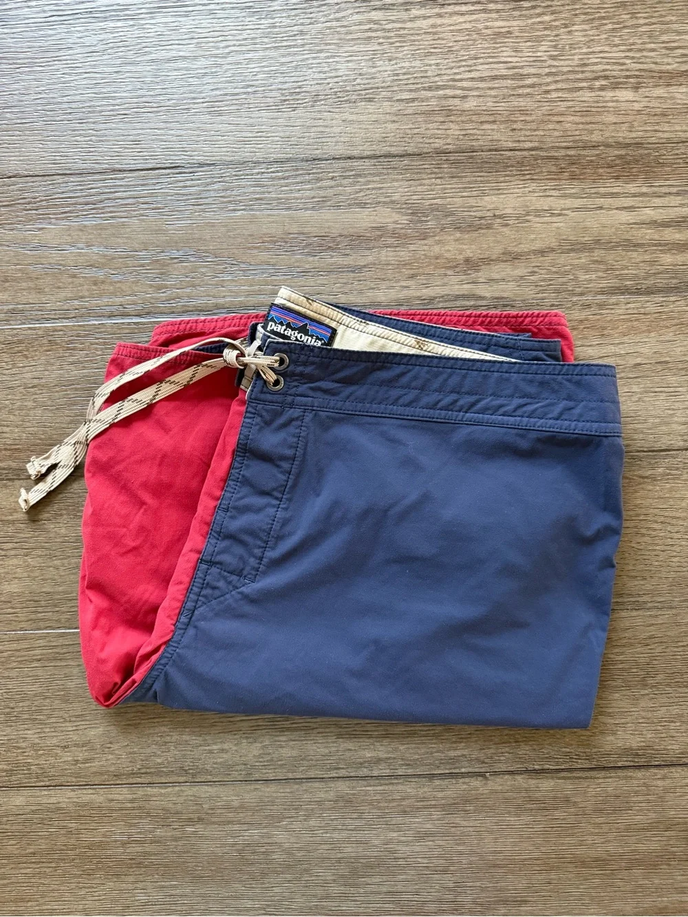 Patagonia Men’s Red & Navy Two-Tone Swim Boardshorts with Zip Pocket